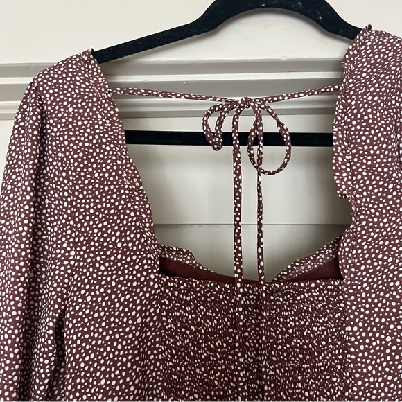Abercrombie & Fitch Portrait Neck Long Sleeve Polka Dot Mini Dress Size Small - Picture 3 of 10